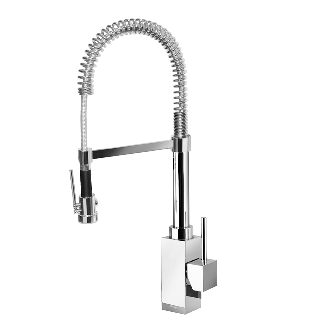 Single Handle Kitchen Faucet With<br />spring Spout And A Sprayer<br />spout Rotates.